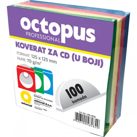 KOVERAT ZA CD 100/1 BOJA SA PROZOROM OCTOPUS 