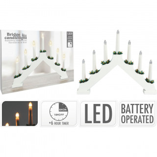 SVEĆNJAK UKRASNI MOST DRVENI SA LED SVETLOM AX8000160 