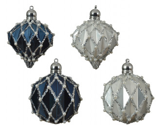 KUGLA NOVOGODIŠNJA STAKLENA 8CM MIX GLITER 030109 