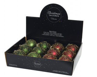 KUGLA NOVOGODIŠNJA STAKLENA 8CM MAT COLOR GLITER MIX 061122 