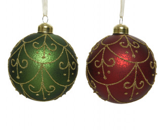 KUGLA NOVOGODIŠNJA STAKLENA 8CM MAT COLOR GLITER MIX 061122 