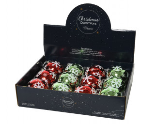 KUGLA NOVOGODIŠNJA STAKLENA 8CM SA PAHULJOM 061955 