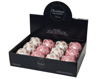 KUGLA NOVOGODIŠNJA STAKLENA 8CM PINK 061986 