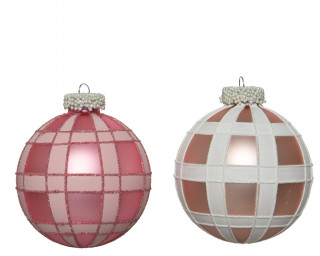 KUGLA NOVOGODIŠNJA STAKLENA 8CM PINK 061986 