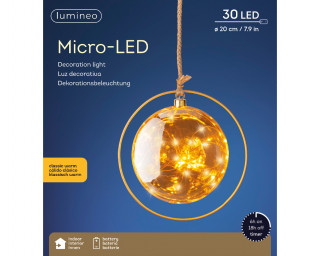 KUGLA NOVOGODIŠNJA SA LED SVETLOM 20CM AMBER 486317 