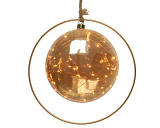 KUGLA NOVOGODIŠNJA SA LED SVETLOM 20CM AMBER 486317 