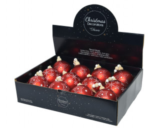 KUGLA NOVOGODIŠNJA STAKLENA 8CM CRVENA 060657 