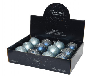 KUGLA NOVOGODIŠNJA STAKLENA 8CM PLAVA 061487 