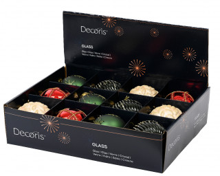 KUGLA NOVOGODIŠNJA 8CM ZELENO CRVENA 062633 