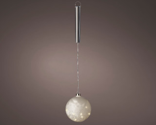 KUGLA NOVOGODIŠNJA 14CM SA LAMPICAMA FROST/WARM WHITE 487009 