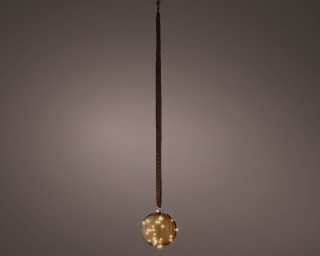 KUGLA NOVOGODIŠNJA BRAON SA LED SVETLOM 14CM 487589 