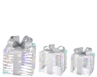 NOVOGODIŠNJI UKRAS POKLON KUTIJA SET 3/1 SA LED SVETLOM 25X5X30CM 487660 