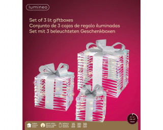 NOVOGODIŠNJI UKRAS POKLON KUTIJA SET 3/1 SA LED SVETLOM 25X5X30CM 487660 