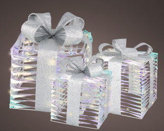 NOVOGODIŠNJI UKRAS POKLON KUTIJA SET 3/1 SA LED SVETLOM 25X5X30CM 487660 