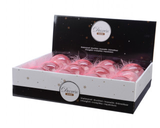 KUGLA NOVOGODIŠNJA SA PAPERJEM 8CM TRANSPARENT BOJA 025723 