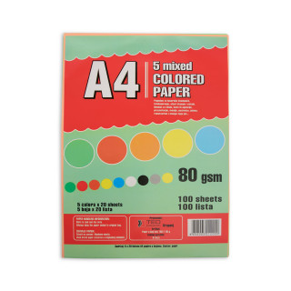 FOTOKOPIR PAPIR A4 MIX NEON 5x20lista 80gr 