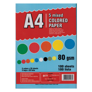 FOTOKOPIR PAPIR A4 MIX NEON 5x20lista 80gr 