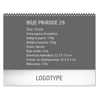 70.029 KALENDAR STONI BOJE PRIRODE 13 LISTA 22.5x13cm 