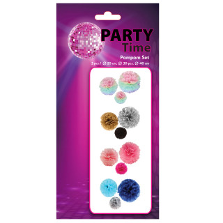 PARTY POMPOM SET 3/1 PINK UNL-1371 