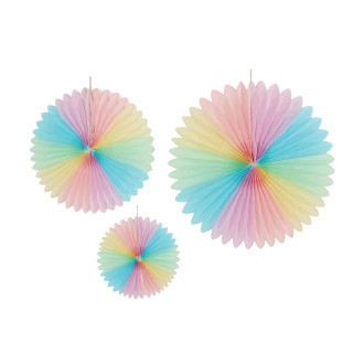 PARTY PAPER FAN SET 3/1 PASTEL UNL-1378 