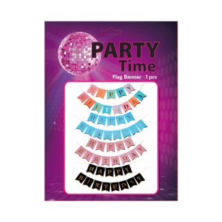 PARTY HAPPY BIRTHDAY BANNER 1/1 ZLATNO-CRNI UNL-1398 