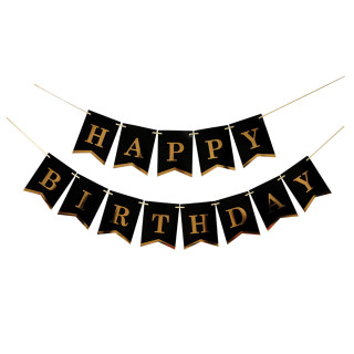 PARTY HAPPY BIRTHDAY BANNER 1/1 ZLATNO-CRNI UNL-1398 