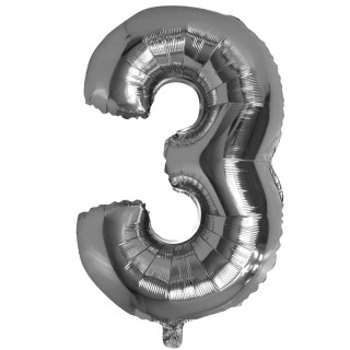 BALON BROJ 3 60cm SREBRNI UNL-1442 