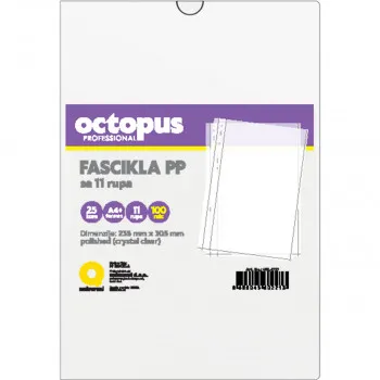 FASCIKLA A4 25/1 U 11 RUPA 100mic UNI CRYSTAL CLEAR UNL1727 