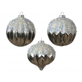 KUGLA NOVOGODIŠNJA 8CM SILVER 030111 