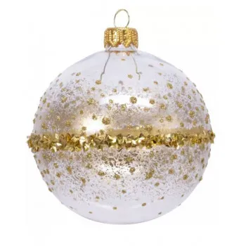 KUGLA NOVOGODIŠNJA GLITTER 8CM TRANSPARENT 050332 