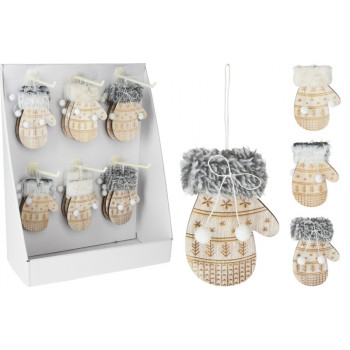 UKRAS NOVOGODIŠNJI RUKAVICA DRVENA 12CM ABJ432430 