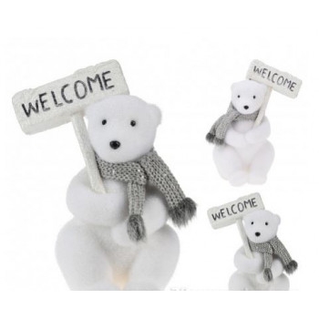 FIGURA UKRASNA BELI MEDVED SA TABLOM YZB005770 