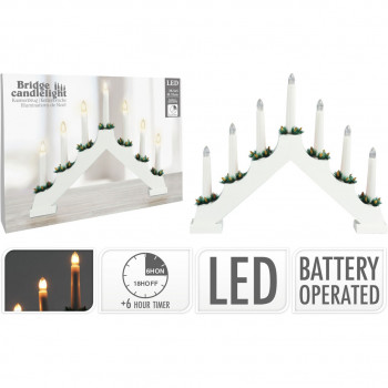 SVEĆNJAK UKRASNI MOST DRVENI SA LED SVETLOM AX8000160 