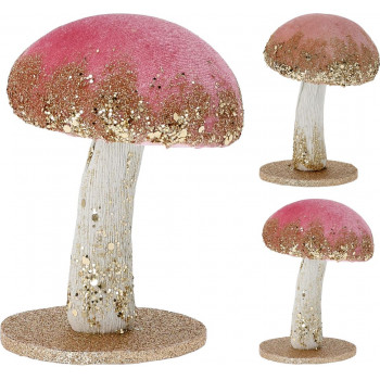 FIGURA NOVOGODIŠNJA PEČURKA GLITER PINK 12CM YZB005300 