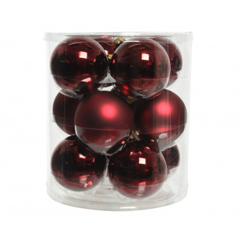 KUGLA NOVOGODIŠNJA STAKLENA 12/1 8CM CRVENA OXBLOOD 141303 