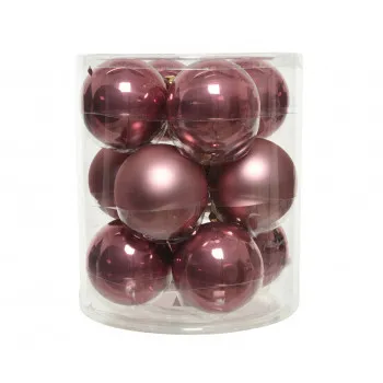 KUGLA NOVOGODIŠNJA STAKLENA 12/1 8CM PINK VELVET 141309 