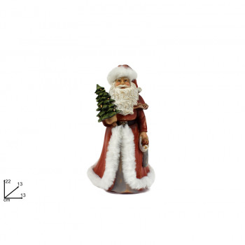 NOVOGODIŠNJI UKRAS FIGURA DEDA MRAZ SA JELKOM KERAMIČKI 22CM CM003012A 