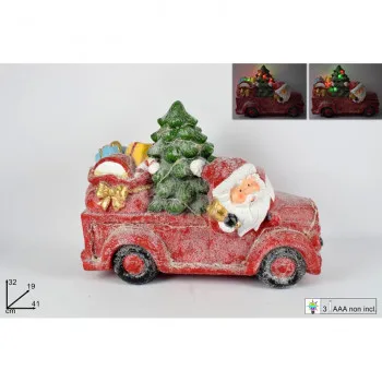 NOVOGODIŠNJA FIGURA AUTO SA DEDA MRAZOM 32X19X41CM RO009916 