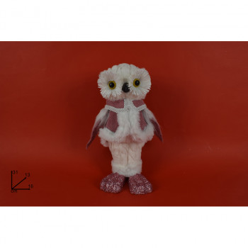 NOVOGODIŠNJA FIGURA SOVA 31CM ROZA MI007492C 