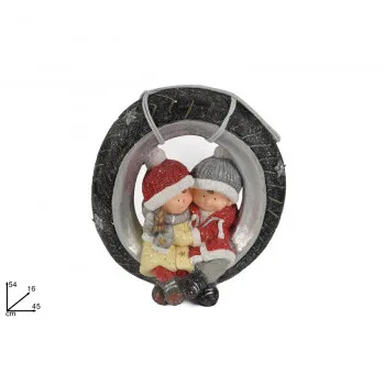 NOVOGODIŠNJA FIGURA DEČAK I DEVOJČICA NA GUMI 45CM MO002659 