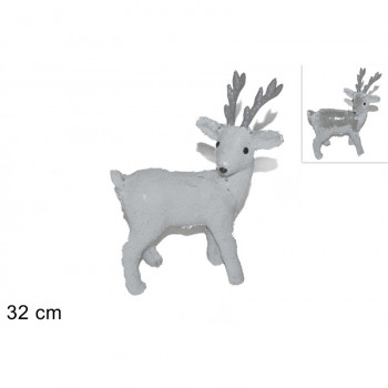NOVOGODIŠNJA FIGURA JELEN 32CM BELO-SREBRNI RO009341A 