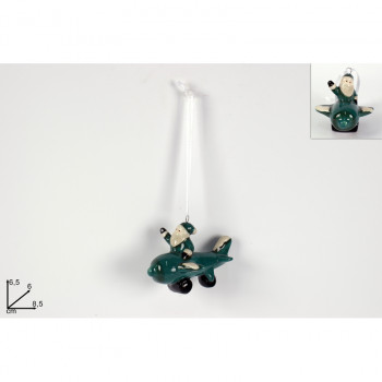 NOVOGODIŠNJI UKRAS DEDA MRAZ U AVIONU ZELENI CA012588A 
