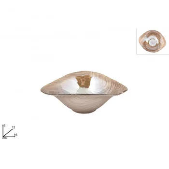 ČINIJA DEKORATIVNA STAKLENA TROUGLASTA BEŽ 16CM CM001812F 