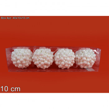 NOVOGODIŠNJI UKRAS KUGLE 4/1 10CM BELE RO011350 