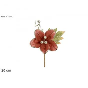 CVET DEKORATIVNI 12CM CRVENI VELUR BA000087E 