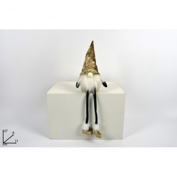 NOVOGODIŠNJA FIGURA PATULJAK SEDI BEŽ 37CM MI8255B 