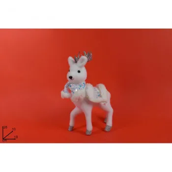 FIGURA UKRASNA JELEN BELI SA KAPOM I ŠALOM BELIM 26CM MI007804E 