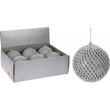 KUGLA NOVOGODIŠNJA 12CM GLITER SILVER CAA126530 