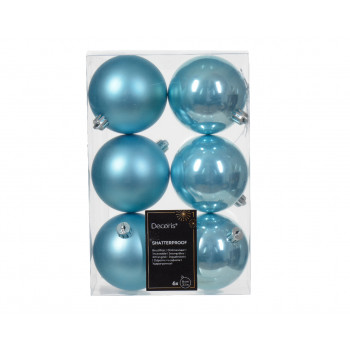 KUGLA NOVOGODIŠNJA 8CM 6/1 PLAVA SVETLO 022141 