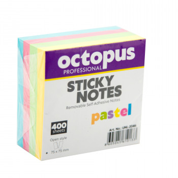 BLOK SAMOLEPLJIVI 75x75 400 LISTA PASTEL OCTOPUS UNL-2046 
